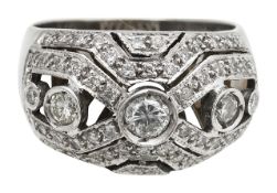A diamond set Bombe ring