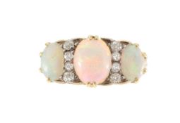 An opal and diamond ring
