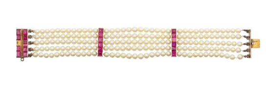 A multi strand cultured pearl bracelet