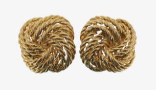 A pair of 18ct gold clip on knot ear rings by Boucheron
