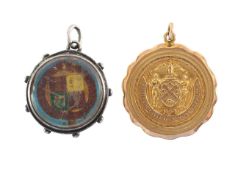 A Victorian 1887 gold half sovereign pendant and an American gold watch fob