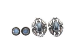 Two pairs of Georg Jensen silver stud earrings
