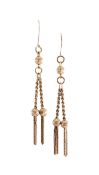 A pair of 9ct gold tassel drop earrings