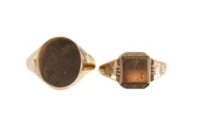 Two 9ct gold signet rings