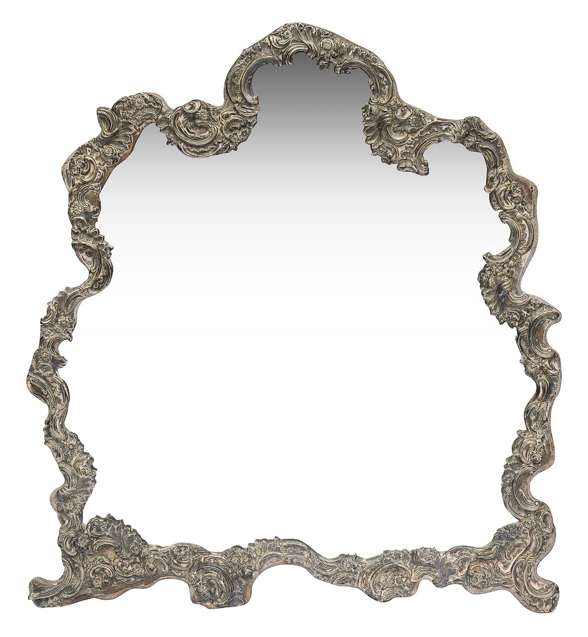 A large late Victorian silver mounted easel mirror