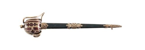 A Victorian Scottish sword design kilt or brooch pin