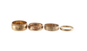 A collection of 9ct gold bands