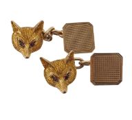 A pair of 9ct gold fox head cufflinks