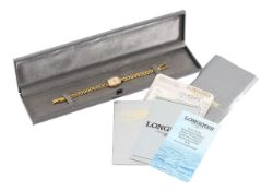 A Longines 9ct gold quartz lady's bracelet wristwatch