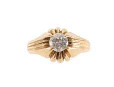 A gypsy set diamond signet ring