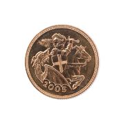 An Elizabeth II 2005 22ct gold bullion sovereign
