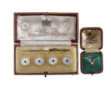 A set of 9ct white gold dress studs, and a single 9ct yellow gold stud