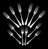 A set of twelve George VI silver forks