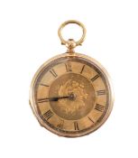 A Victorian 14ct gold key wind fob watch