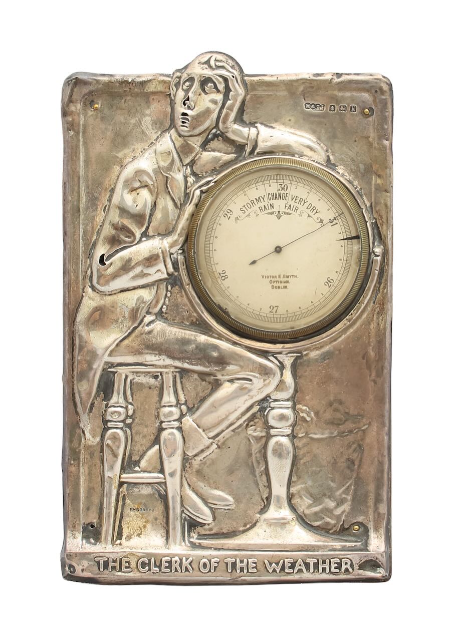 An Edwardian silver mounted desk barometer - Image 2 of 4