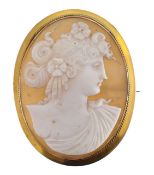 A large cameo shell brooch