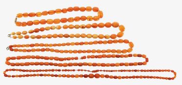 Five butterscotch amber necklaces