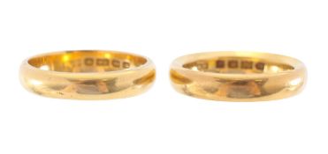 Two 22ct gold band rings