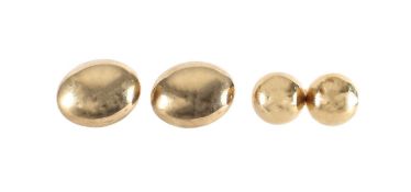 Two sets of 9ct gold domed ear rings