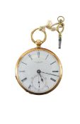 An 18ct gold T F Cooper London pocket watch plus key