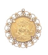 A Victoria 1880 gold full sovereign, in a 9ct gold pendant mount