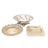 Two Victorian dishes and a George V silver ashtray