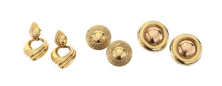 A pair of 18ct gold Italian ear rings with two more