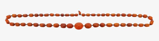 An amber bead necklace