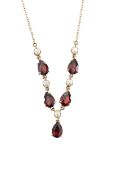 A 9ct garnet and seed pearl drop pendant