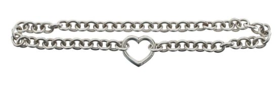 A Tiffany silver heart clasp necklace