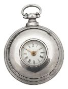 An early Victorian silver pair cased half hunter pocket watch,