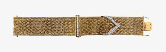A Continental mesh and diamond-set jarretière bracelet