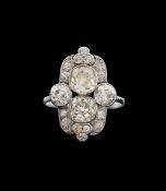 A diamond rectangular panel ring