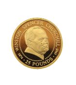 An Elizabeth II 1999 Guernsey Churchill gold proof twenty-five pounds