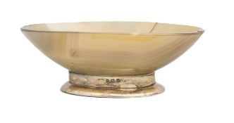 A George V silver and agate bowl