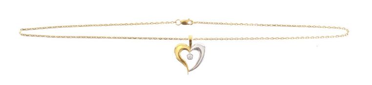 An 18ct gold diamond stylised heart pendant