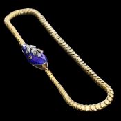 A mid Victorian yellow gold, enamel and gem-set serpent necklace