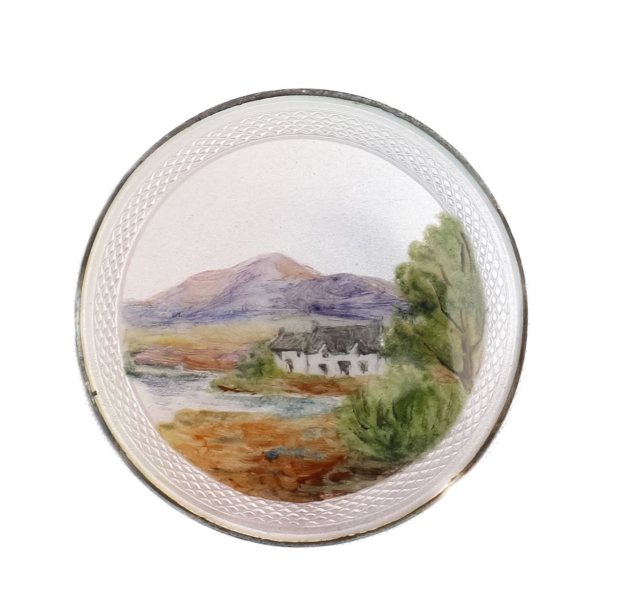 A silver and guilloché enamel brooch