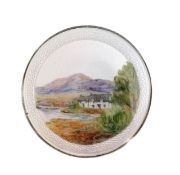 A silver and guilloché enamel brooch