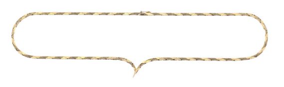 A 9ct gold flat link 'V' necklace