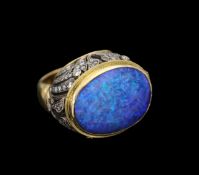 An opal and diamond-set ring