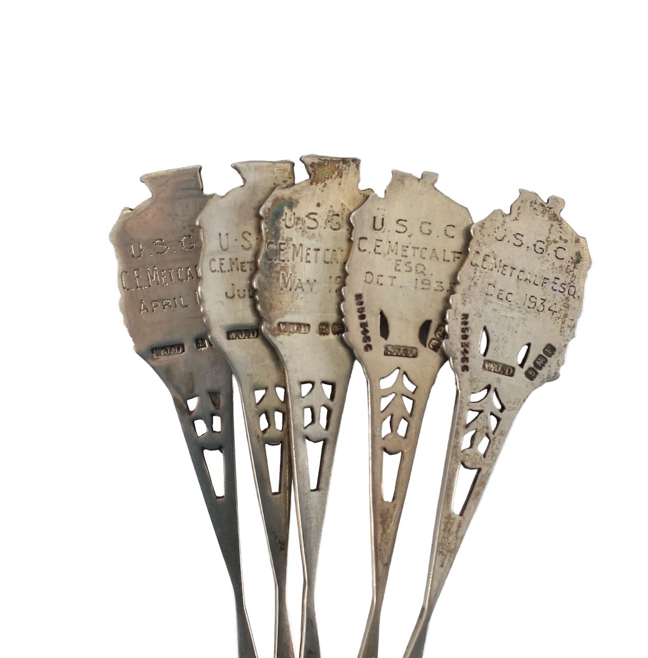 A silver mustard pot, napkin rings, and spoons - Image 2 of 2