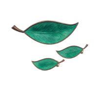 A Danish silver and enamelled brooch and ear clips