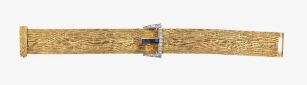 An 18ct yellow gold and gem-set flexible bracelet