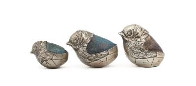 Three Sampson Mordan silver pin cushions,