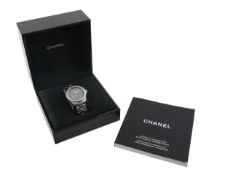 A Chanel J12 diamond set automatic wristwatch