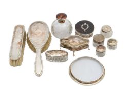 A collection of silver mounted dressing table items