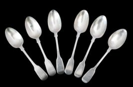 A collection of William IV and Victorian silver Fiddle pattern dessert spoons