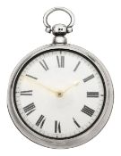 A William IV silver pair cased open face pocket watch,