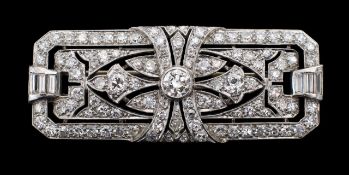 An Art Deco diamond-set panel brooch